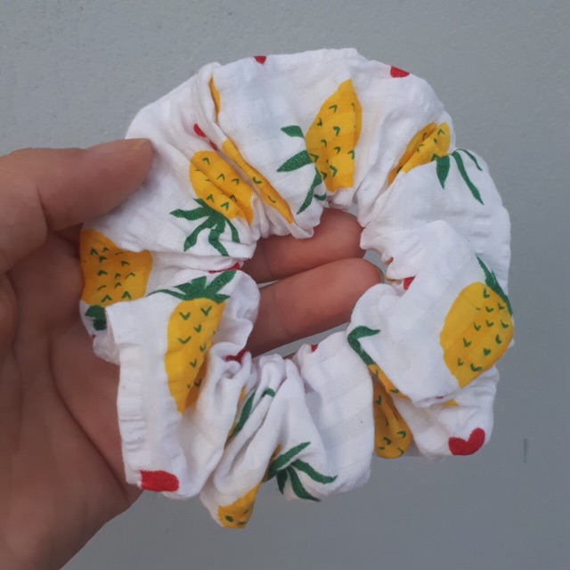 Cột Tóc Vải Scrunchies Nhiều Màu Caro Quả