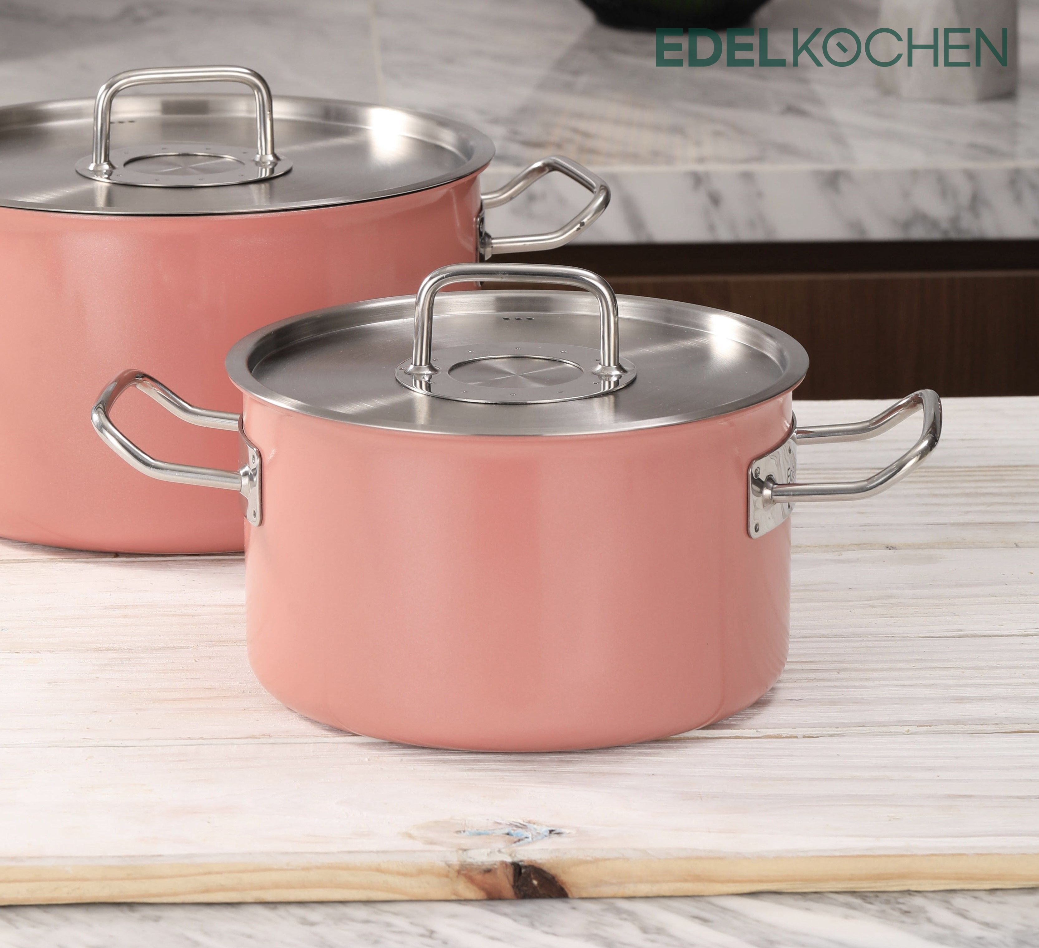 [HCM]Bộ Nồi & Quánh Edelkochen Solid Hồng size 16cm & 20cm