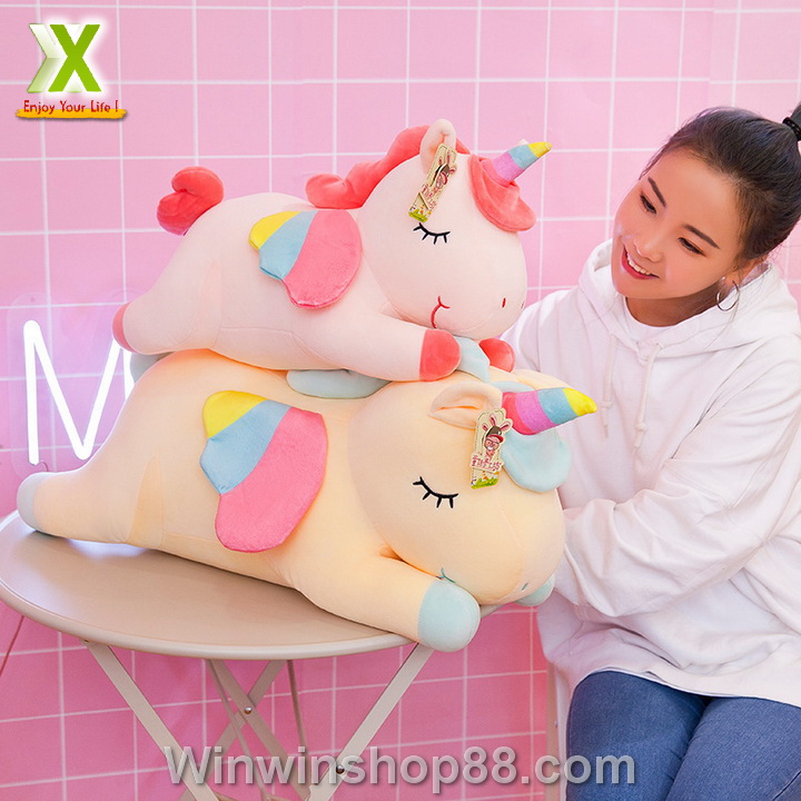 [HCM]Gấu Bông Gối Ôm Hình Ngựa Hồng Unicorn Ngộ Nghĩnh (Kỳ Lân Nằm) TNB241 Màu Ngẫu Nhiên