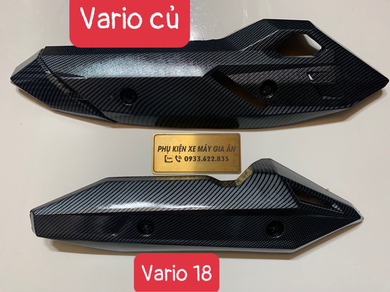 [Hình thật] Che pô/ Ốp pô carbon dành cho xe Vision, Vario