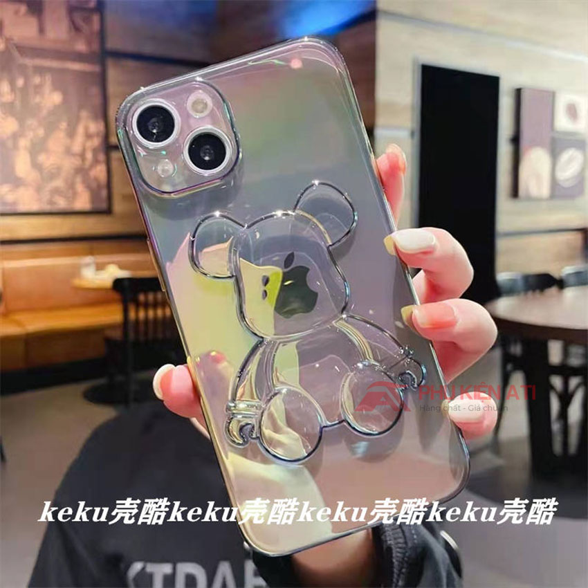 Case for iPhone bear Bearbrick, case phone bear shape color laser transparent for iPhone series 11, iPhone 12, iPhone 13 Promax-accessories ATI