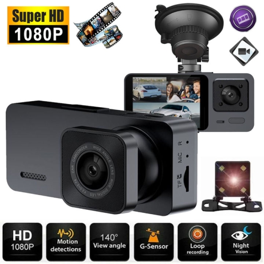 Camera WiFi Hành Trình Ô Tô 1080P 3 Mắt S10 Plus Cao Cấp, Wifi Kết Nối Điện Thoại Xem Qua App, Màn Hình LCD Hiển Thị, Cam Hồng Ngoại Để Sử Dụng Vào Ban Đêm, Có Cảnh Báo Bảo Hành 12 Tháng