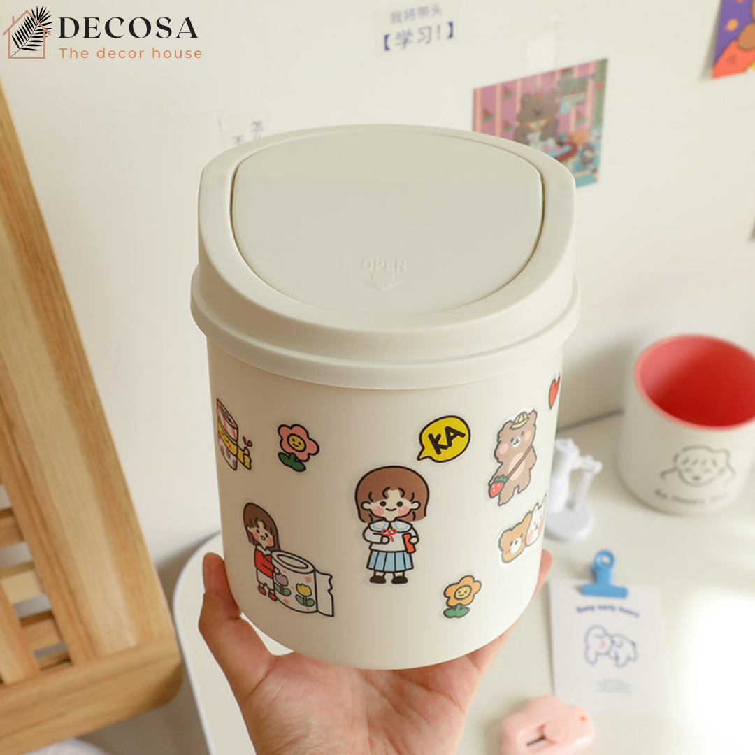 Thùng rác để bàn mini nắp lật tiện dụng