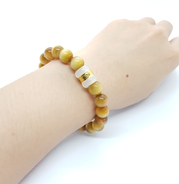 Vòng Tay Đá Mắt Hổ Lu Thống Bạch Ngọc