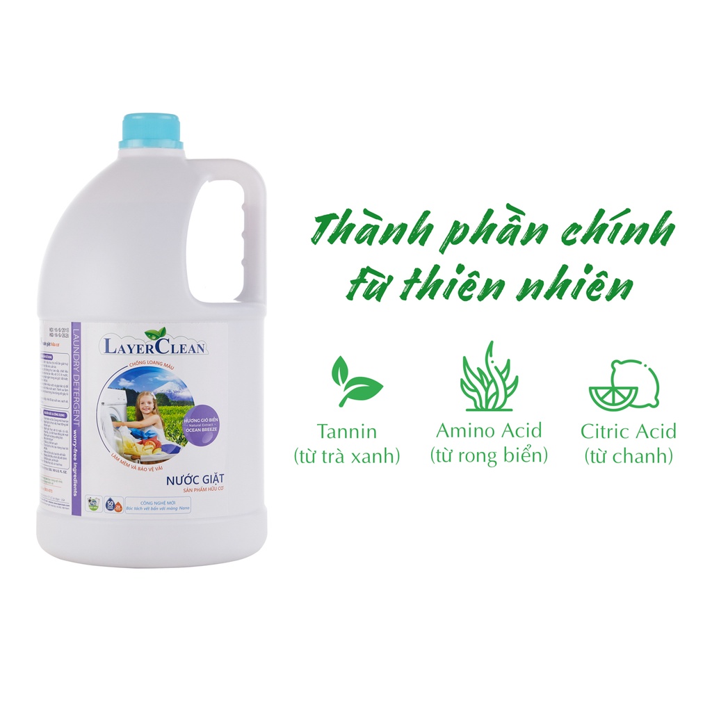 Nước giặt hữu cơ Layer Clean hương gió biển can 5 lít