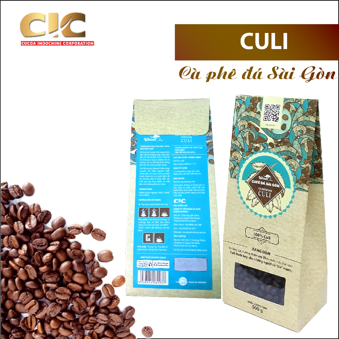 [HCM]CÀ PHÊ HẠT RANG CULI 500G