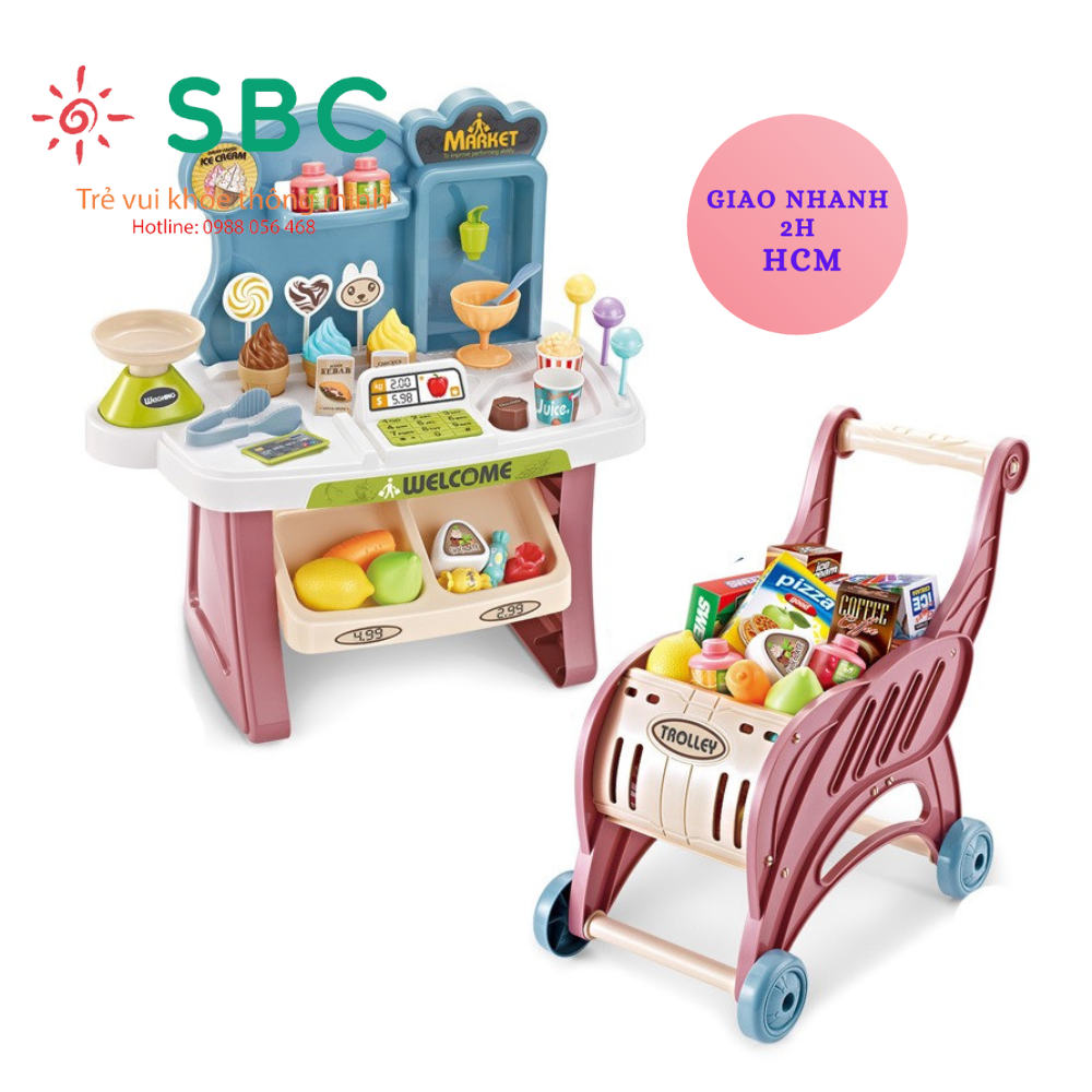 Đồ Chơi quầy siêu thị kèm xe đẩy 40 chi tiết cho bé