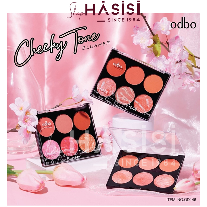 Bảng phấn má hồng 6 ô odbo - cheeky tone blusher od146 15g- màu 02