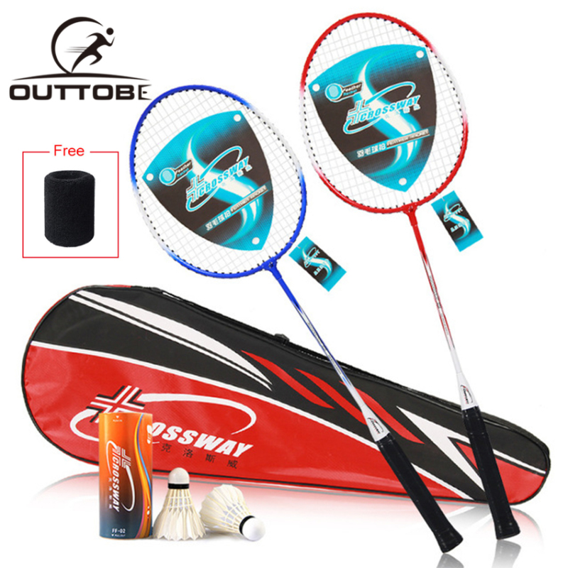 Outtobe Bộ vợt cầu lông 2 cái chuyên nghiệp bằng sợi carbon bao gồm vợt căng thẳng với 2 quả cầu và túi đựng cho người mới bắt đầu - INTL