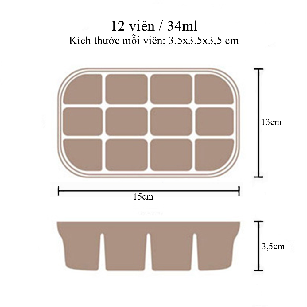 Khay silicone làm đá có nắp đậy tiện dụng