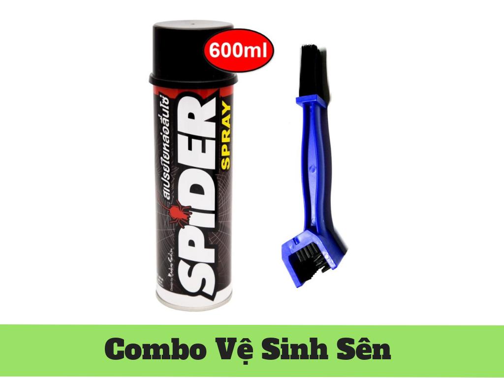 Combo Vệ Sinh Sên Lube71 SPIDER Spray 600ml + Bàn Chải Vệ Sinh Sên