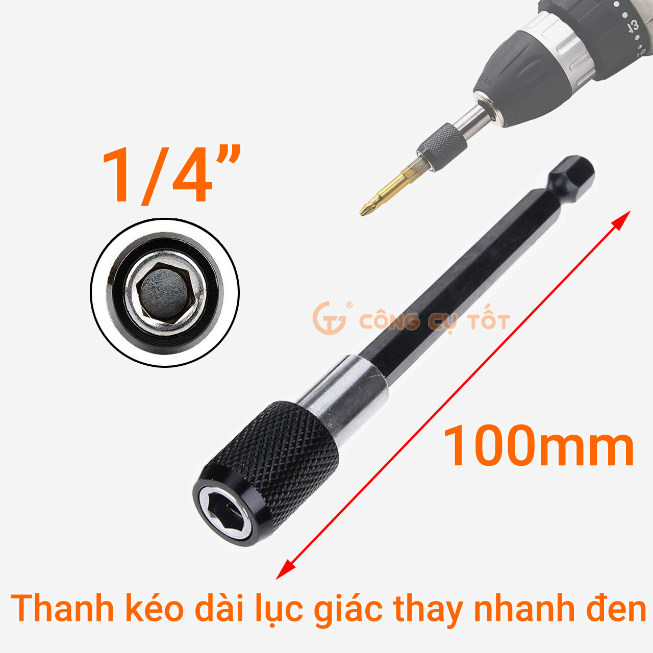 Thanh kéo dài - thanh nối dài lục giác đầu khía đen 60-150mm
