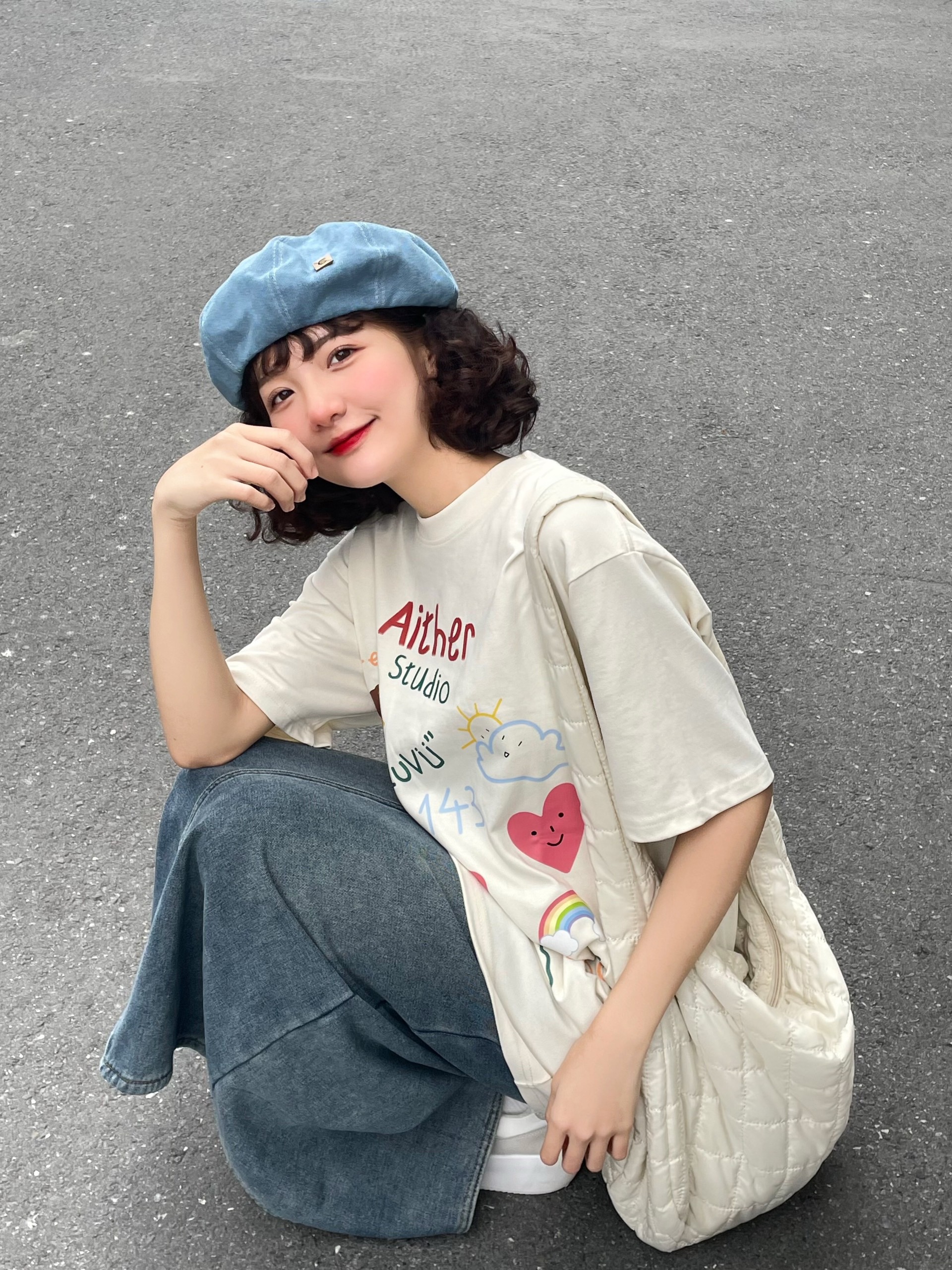 AITHER STUDIO Áo thun Kids Heart Unisex form rộng