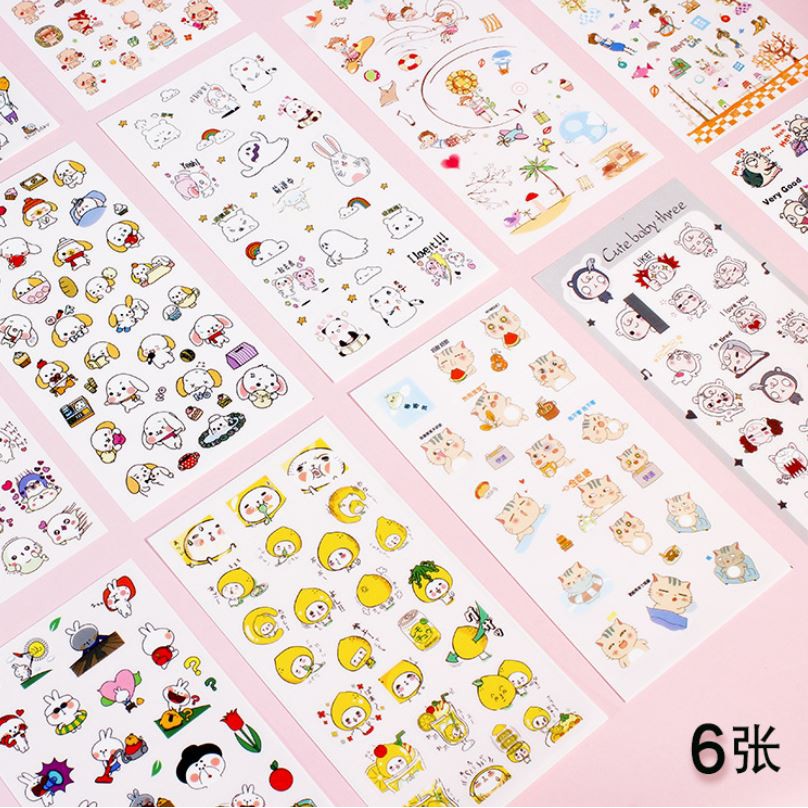 Bộ 06 tấm sticker trang trí sổ nhật ký -giao mẫu ngẫu nhiên