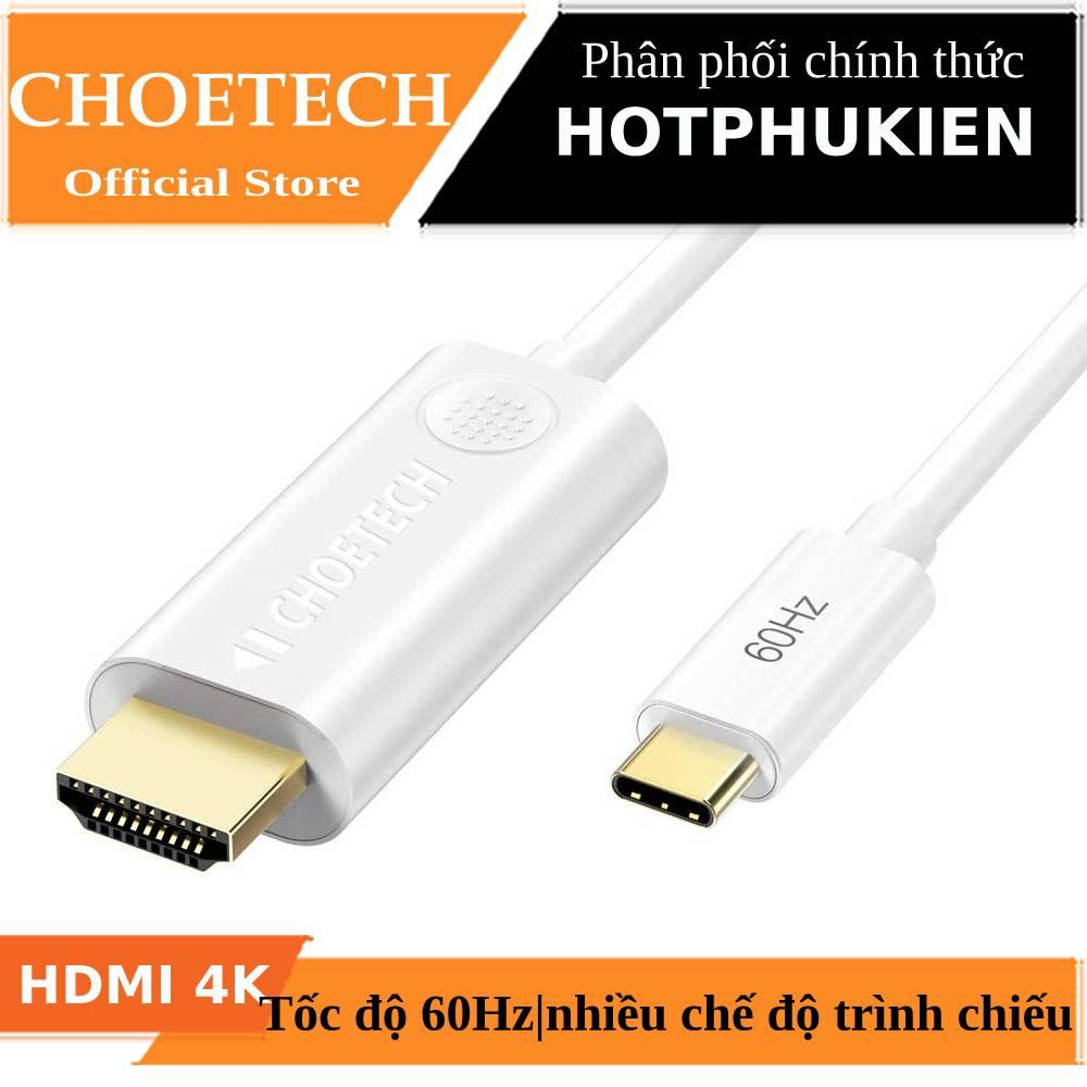 [HCM]Dây cáp chuyển đổi cổng PD Type-C ra cổng HDMI chuẩn 4K dài 180cm hiệu CHOETECH CH009 cho điện thoại Macbook (Video chất lượng độ phân giải cao 4K) (Bảo hành 03 tháng 1 đổi 1) - Phân phối bởi Hotphukien