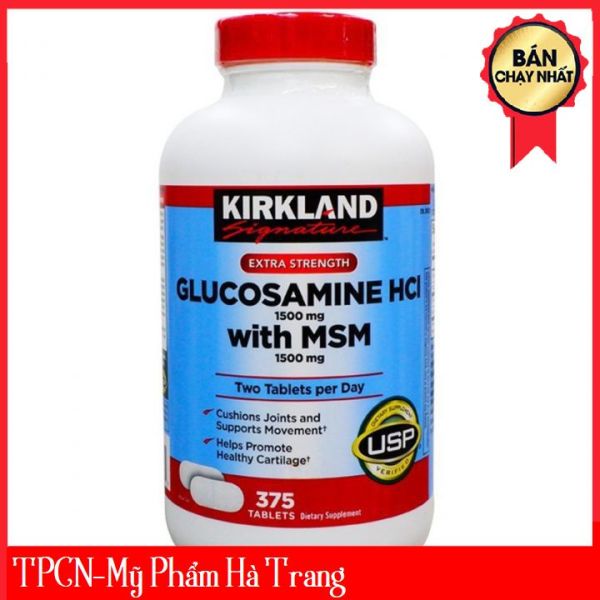 Viên Uống (375v) Hỗ Trợ Xương Khớp Cho Người Từ 18 Tuổi Kirkland Signature Glucosamine HCI With MSM 1500mg, USA giá rẻ
