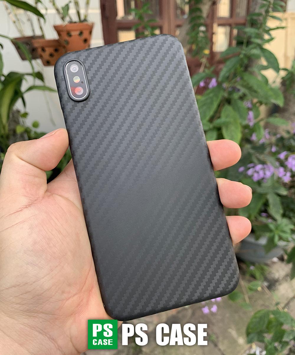 Ốp lưng siêu mỏng, vân carbon dành cho  iPhone XS Max - Màu đen - PS Case Phân Phối