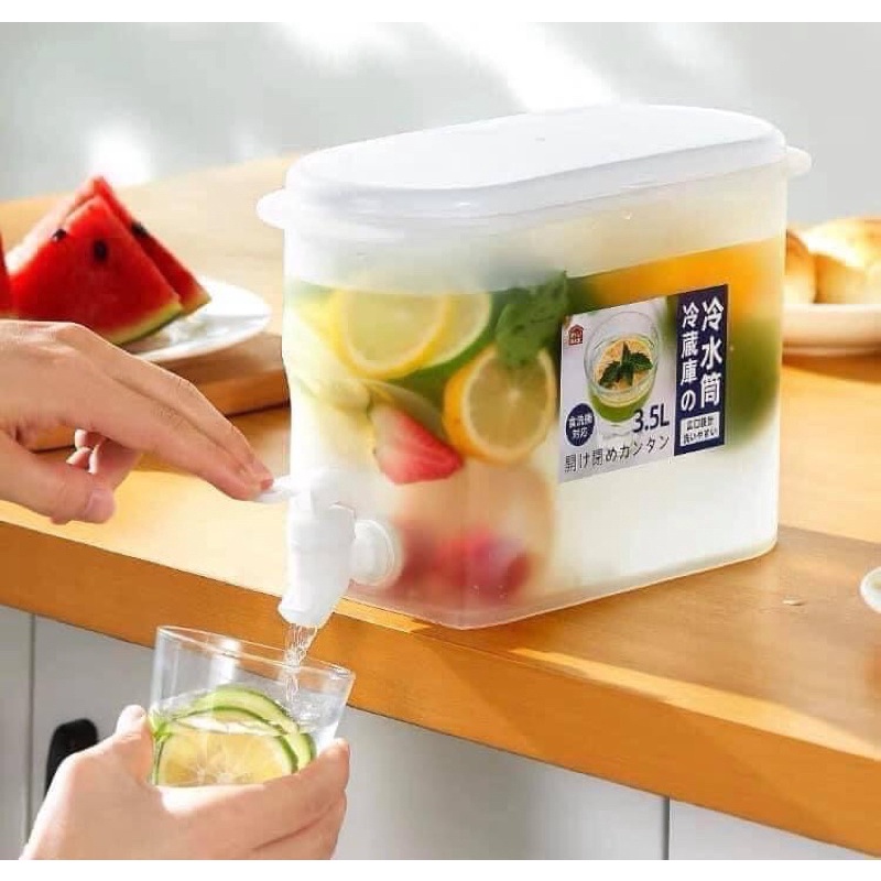 Bình đượng nước trong suốt có vòi để tủ lạnh 3.5L - Bình pha trà trong suốt để tủ lạnh