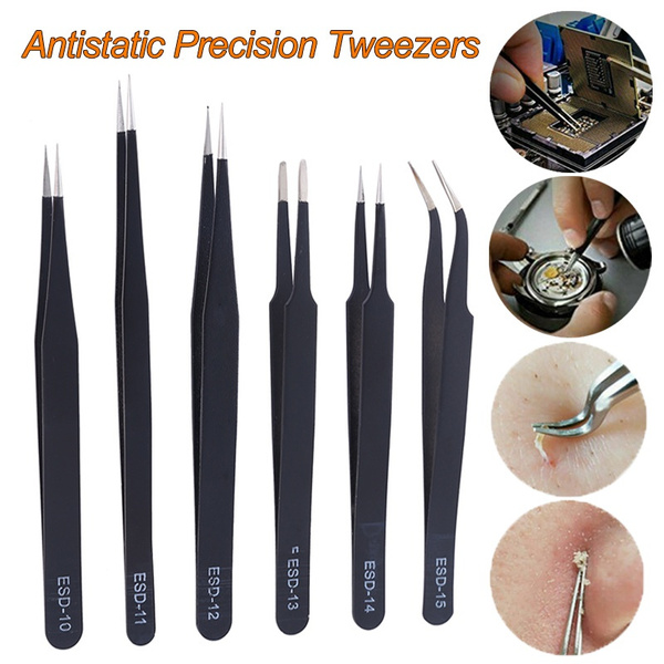1Pcs6PcsStainless Steel Tweezers Set ESD Safe Precision Antistatic