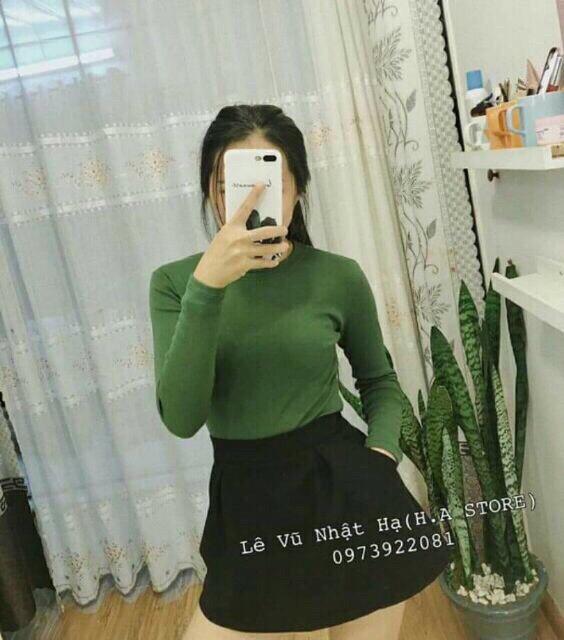 Áo thun gân croptop body tay dài