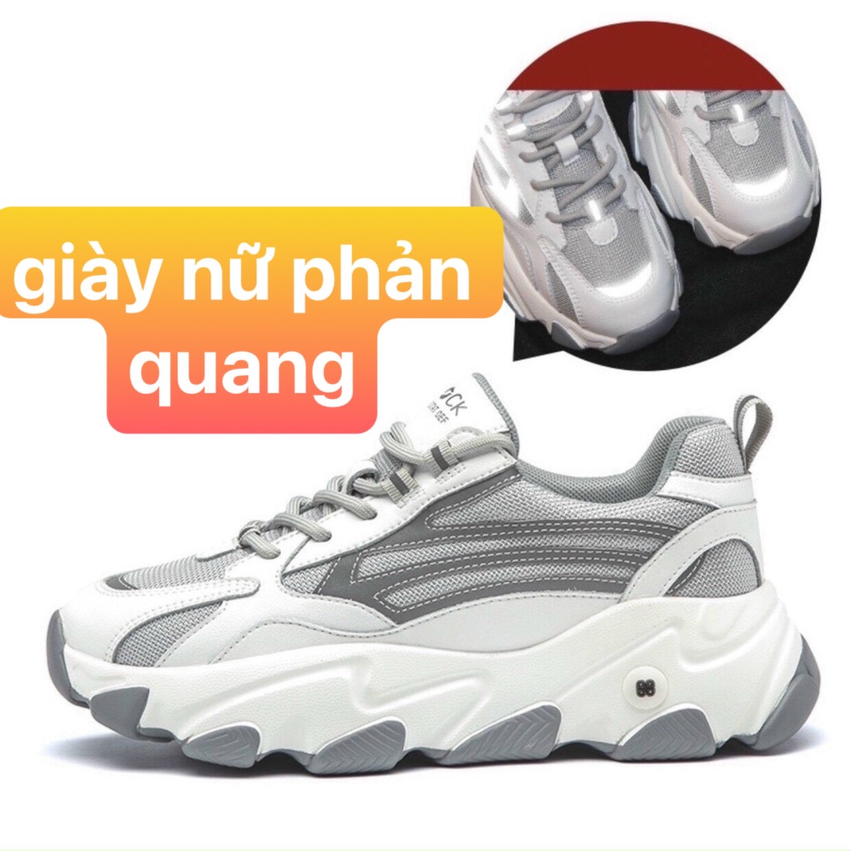giày thể thao nữ (phản quang) đế êm nhẹ thu hút ánh nhìn