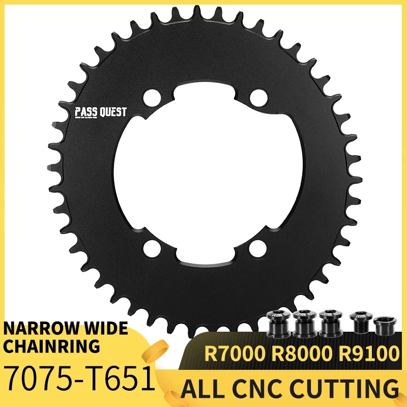 Phân phối PASS QUEST R9100 OVAL Road Bike Chain Crankshaft Closed disk 110BCD 58T Narrow Wide Chainring For R7000/R8000/DA9100