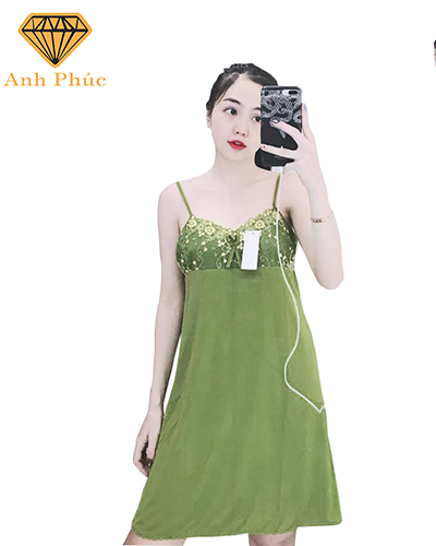 [HCM]Đầm ngủ 2 dây thun lạnh mặc mát  Anh Phúc
