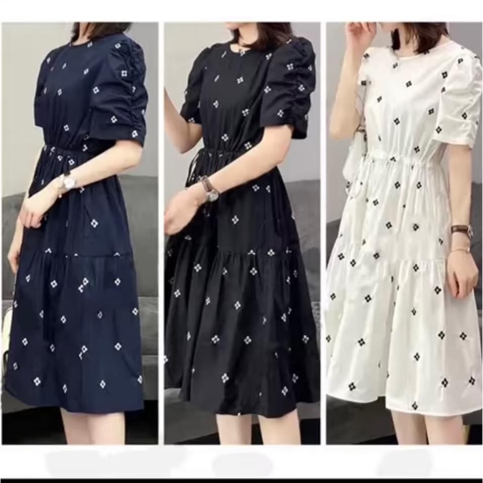 Váy Thiết Kế Đầm Dáng Suông Chấm Bi