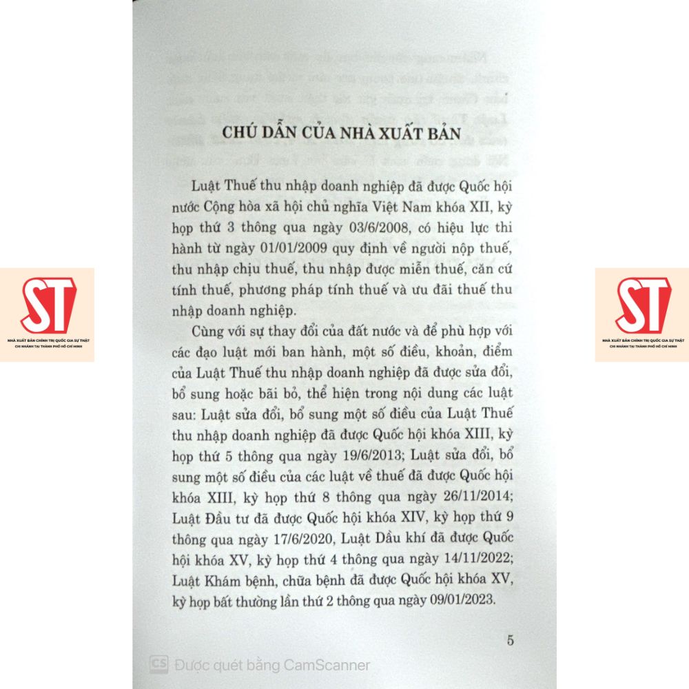 [Sách] Luật Thuế Thu Nhập Doanh Nghiệp (Hiện Hành - Sửa Đổi, Bổ Sung Năm 2013, 2014, 2020,2023)