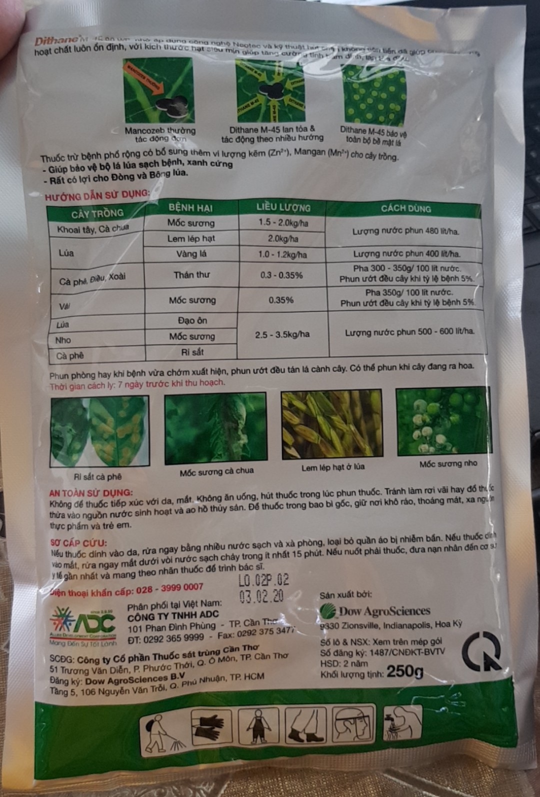 Thuốc Trừ Bệnh - Dithane M-45 80WP - Gói 250g