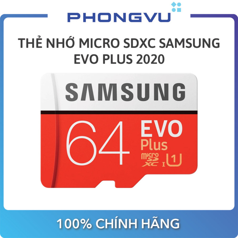 Thẻ nhớ Micro SDXC Samsung 64GB EVO Plus 2020 - Bảo hành 36 tháng