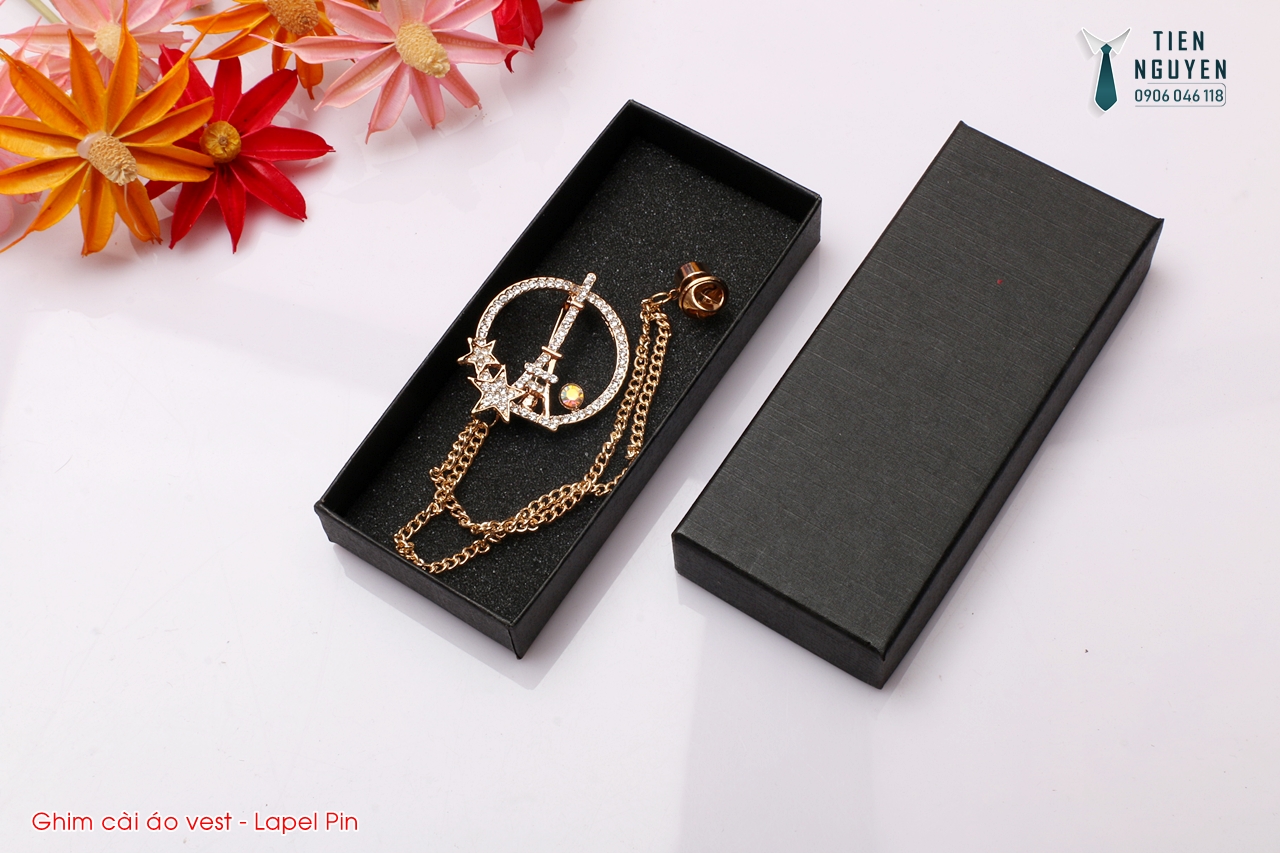 Ghim cài áo vest - lapel Pin đính đá cao cấp, Nhiều mẫu tặng kèm hộp Full box