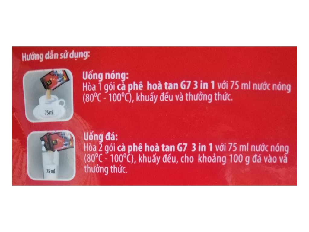 Cà phê sữa G7 3 in 1 800g 50 gói