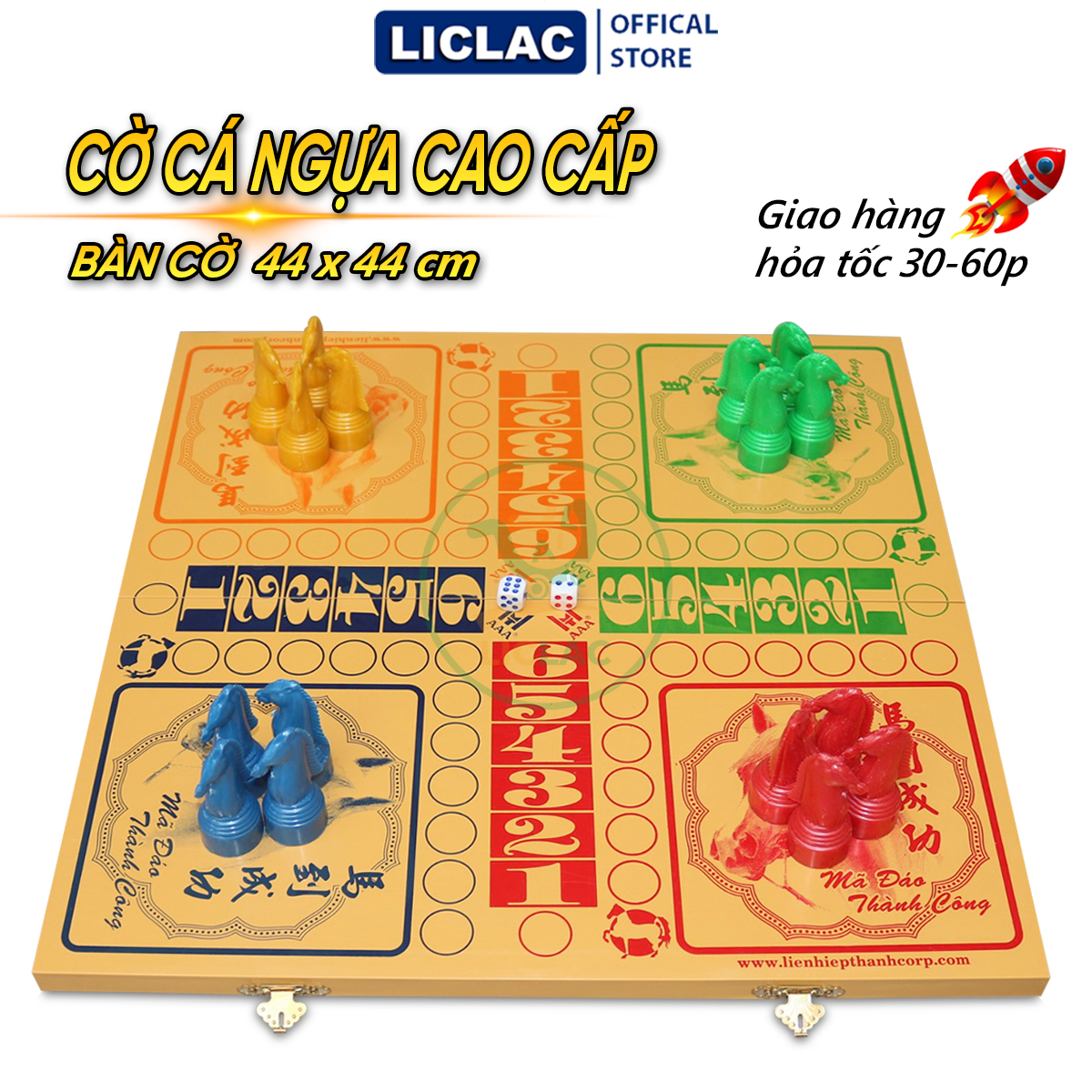 Bộ Cờ Cá Ngựa Liên Hiệp Thành Loại Lớn Nhất, Chất Liệu Nhựa Cao Cấp, Độ Bền Cao, Mực In Rõ Ràng - LICLAC