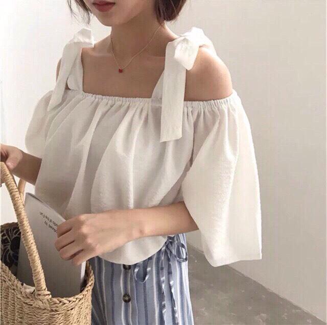 [HCM]Áo Trễ Vai Cột Nơ