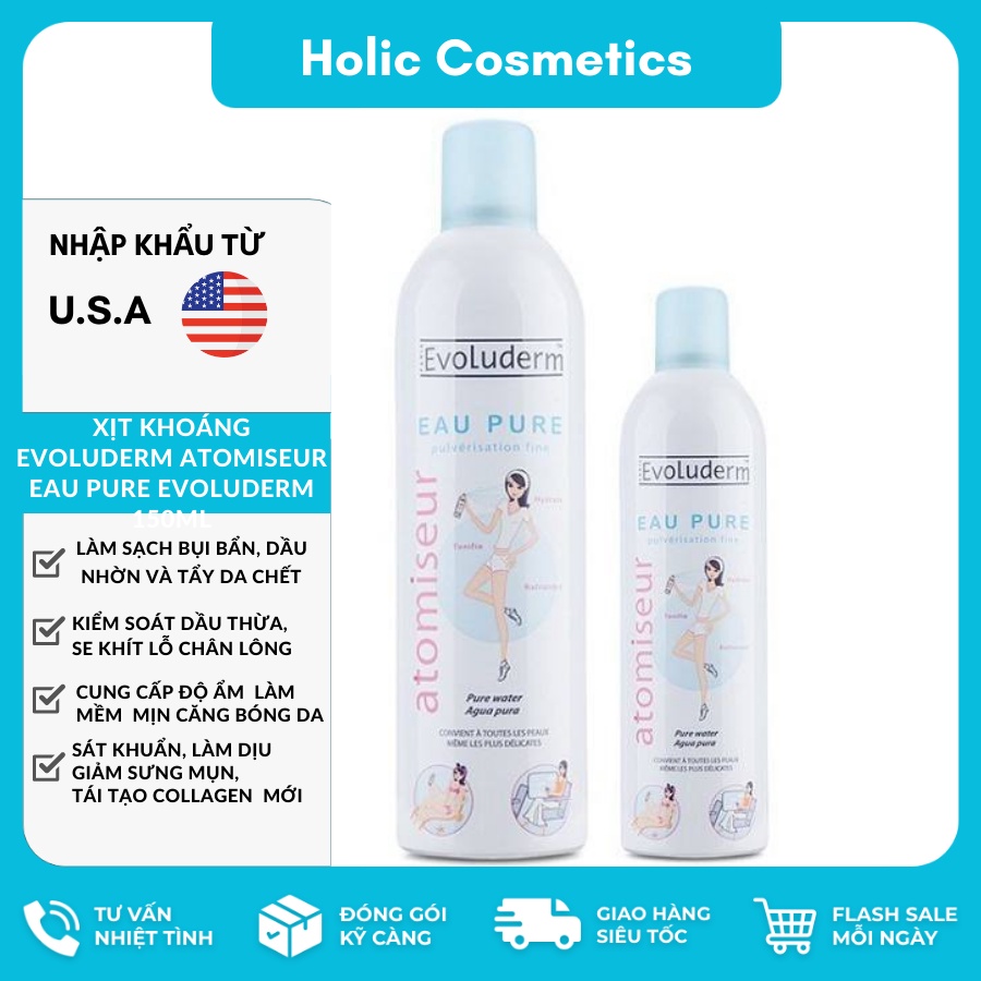Xịt Khoáng Evoluderm Atomiseur Eau Pure Evoluderm 150ml