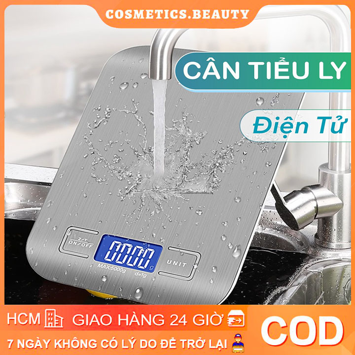 Cân tiểu ly điện tử nhà bếp 5kg/1gr LCD cực nét,mặt nhôm chống gĩ thiết kế sang trọng ,độ chính xác cao