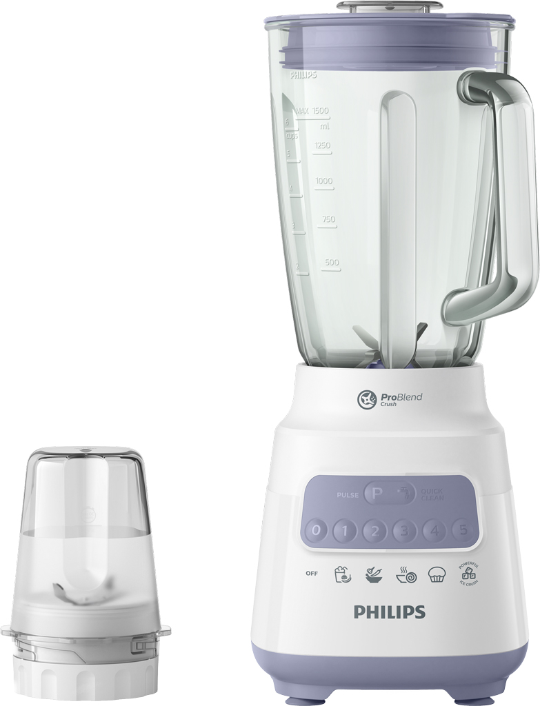 Máy Xay Sinh Tố Philips HR2222/00 (Trắng) - Hàng Phân Phối Chính Hãng - Bảo Hành 24 Tháng Toàn Quốc - Cối Xay Thủy Tinh - 1.5L - 700W