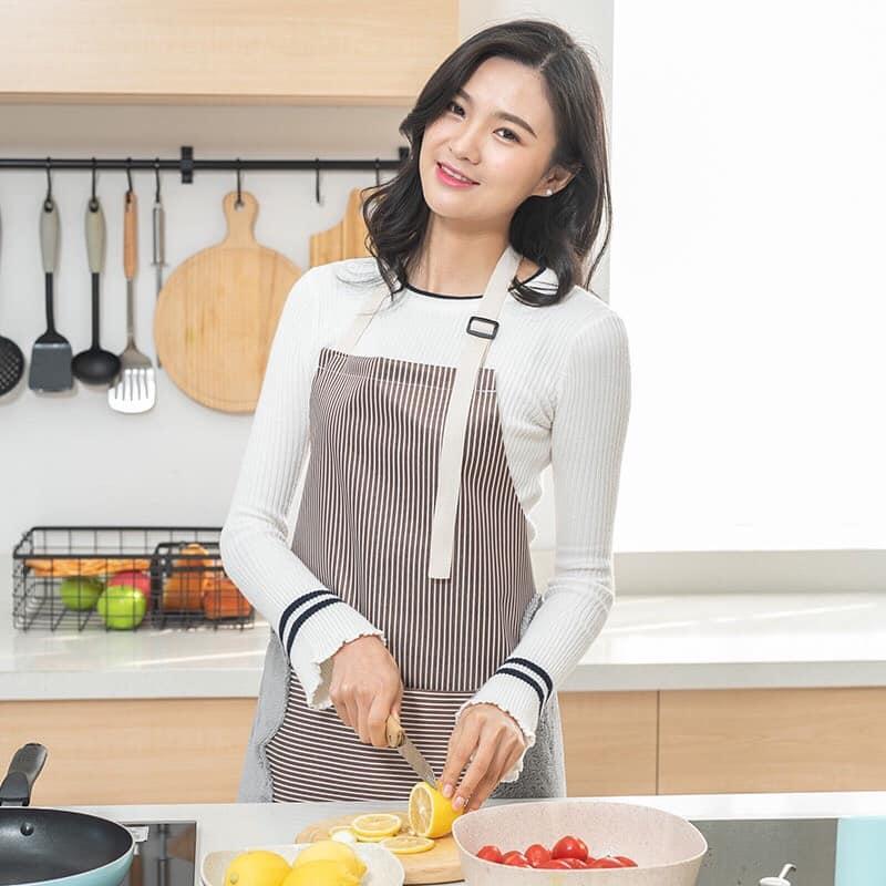 Tạp dề nấu ăn nhà bếp dạng yếm chống thấm có túi đựng thông minh, Tap de nau an nha bep dang yem chong tham co tui dung thong minh