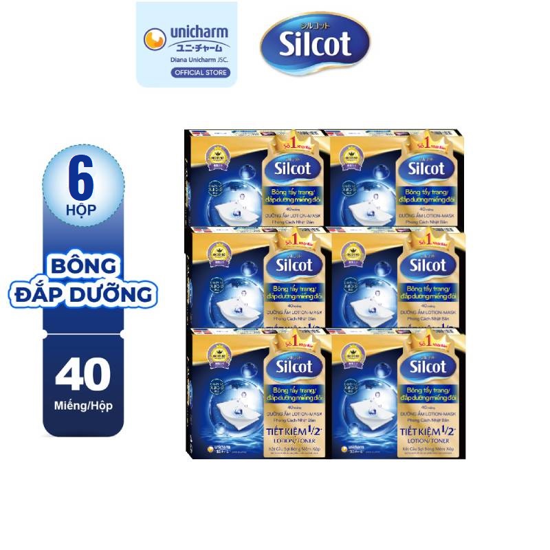 Combo 6 Hộp Bông trang điểm Silcot đắp dưỡng miếng đôi (Hộp 40 miếng)