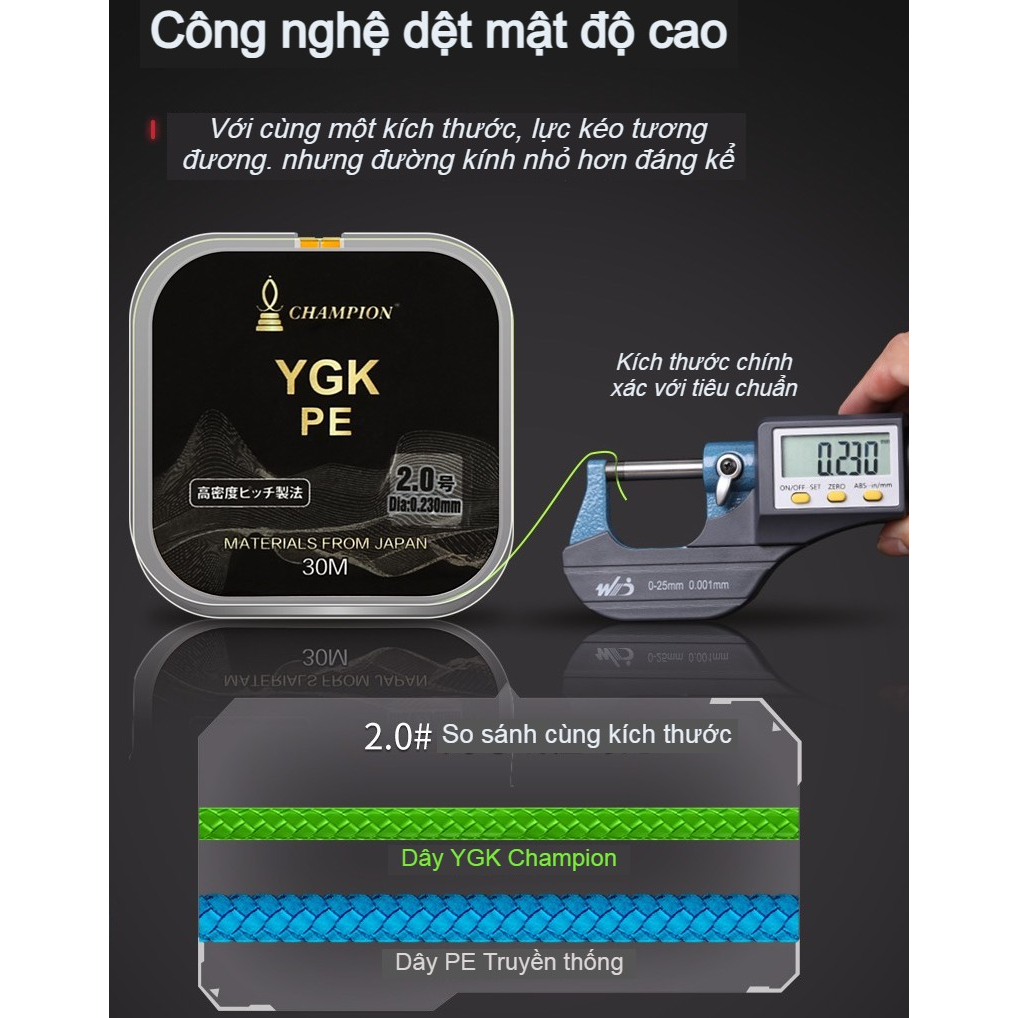 Dây thẻo pe câu đài - quán quân ygk pe. siêu mịn, siêu tải. câu tất cả các loại cá