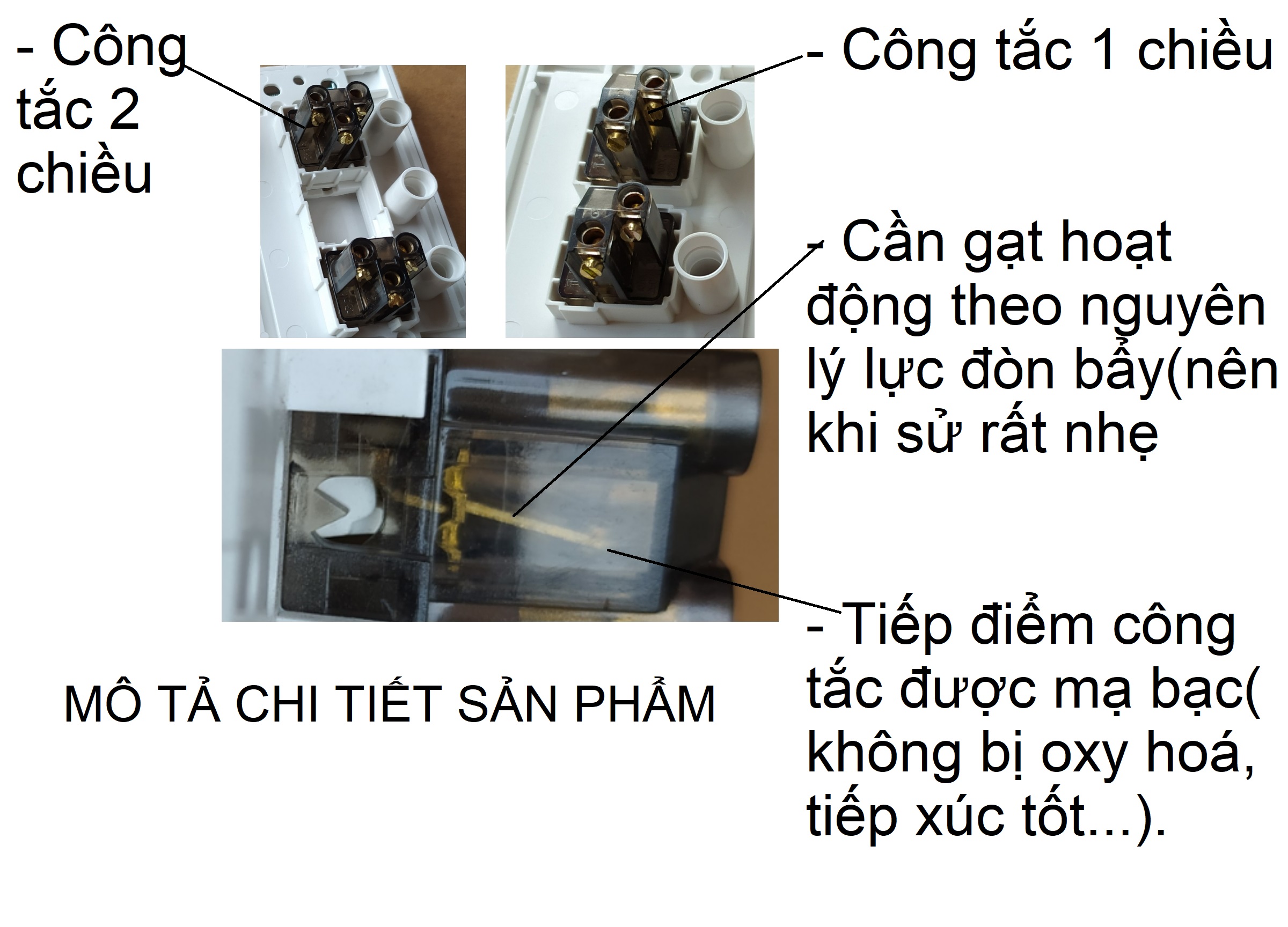 CÔNG TẮC ĐÔI 1 CHIỀU VÀ 2 CHIỀU LiOA PHÍM NHỠ