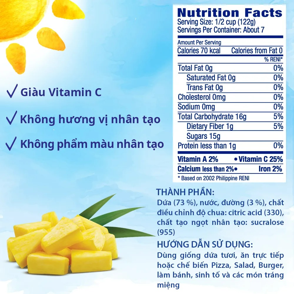 [MUA 2 GIẢM 9%][VOUCHER 50K ĐƠN 209K]Dứa Miếng Nhỏ Dole (822g)
