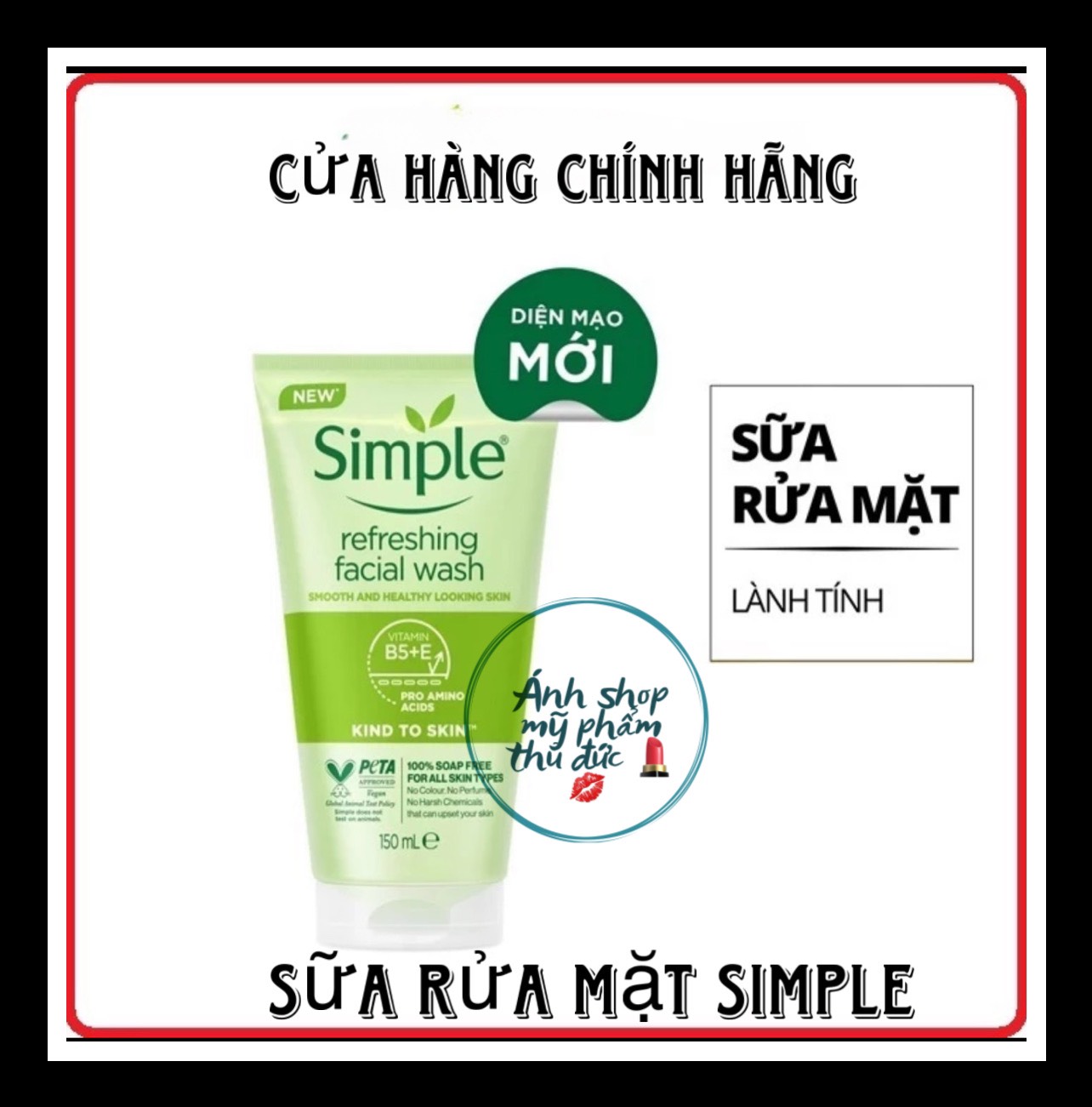 Sửa Rửa Mặt Dịu Nhẹ Simple Kind To Skin Refreshing Facial Wash 150ml