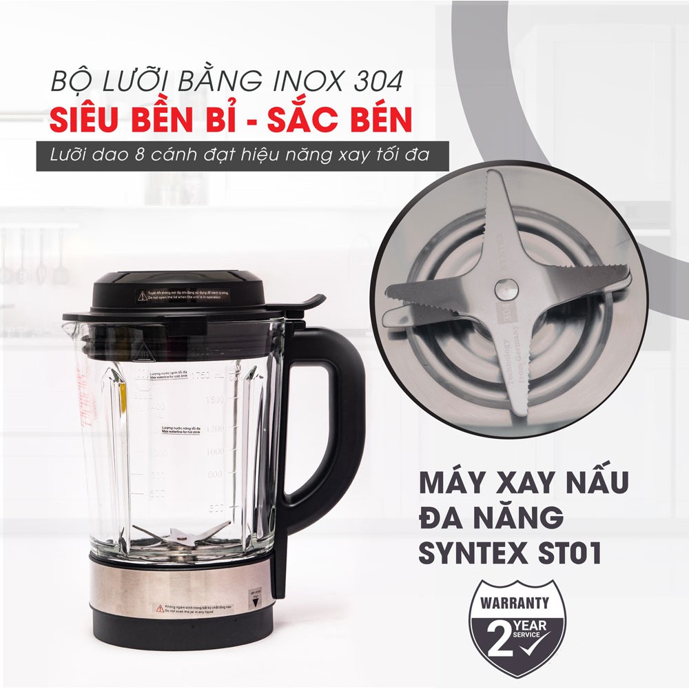 Máy làm sữa hạt đa năng Syntex ST01 [1600W, Bảo hành 24 tháng]