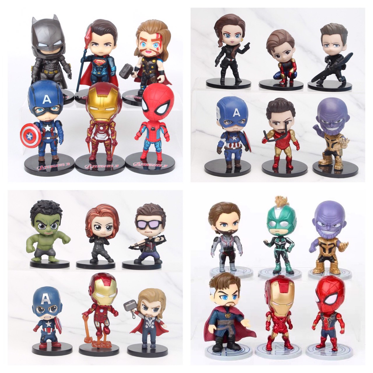 Đồ Chơi Mô hình 06 Nhân Vật Siêu Anh Hùng Chibi Marvel