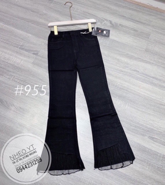 Quần bò đen loe gấu lưới(ms955)