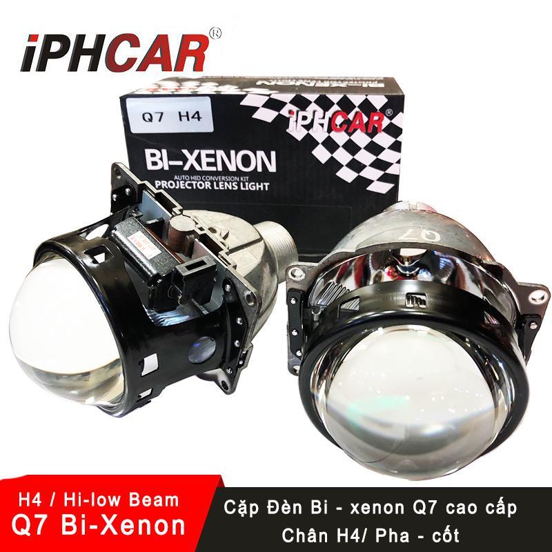 Bộ 2 đèn Bi-xenon Q7 độ pha 3 inch IPH Q7 cao cấp- có pha/cốt chân H4 (7.8cm) (BH 1 năm)