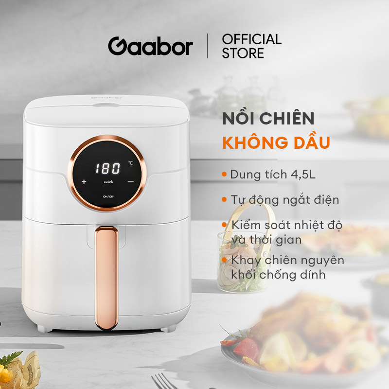 Nồi chiên không dầu 4.5 lít GAABOR GA-E45A02 màn hình cảm ứng công suất 1400W - Hàng chính hãng