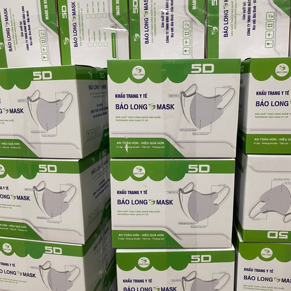 Thùng 100 chiếc khẩu trang 5D Bảo Long màu trắng